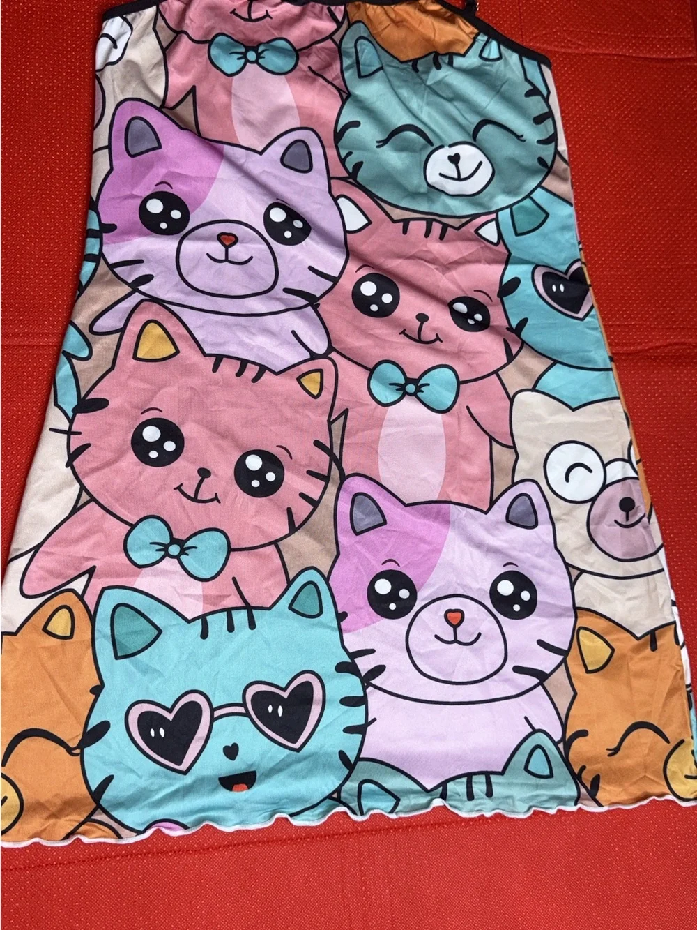 Cute Multicolor Cat Print Pet Blanket